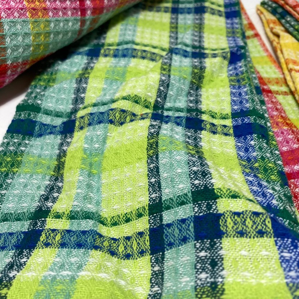 100% Cotton Kitchen Towels Waffle Spring Colors Pink Yellow Green - Picture 3 of 13